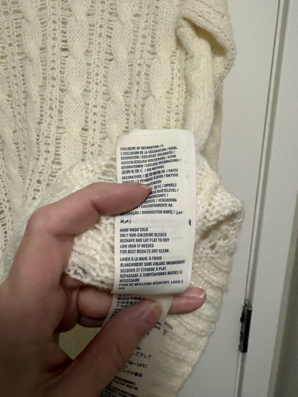 *Abercrombie Cream Open Cable Knit Wool Blend Lightweight Large Sweater #IR View 4
